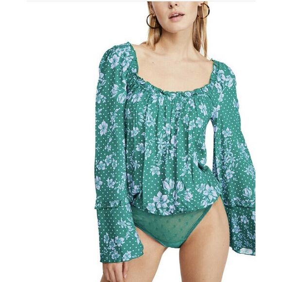Free People Tops - Free People One On One Date Bodysuit Green